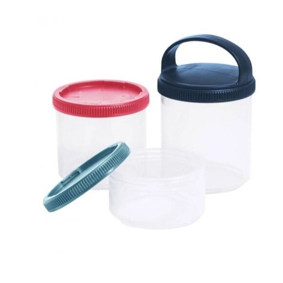 Russbe‎ Triple Snack Stack 3 Food Containers With Lids & Handle - Picture 2 of 5